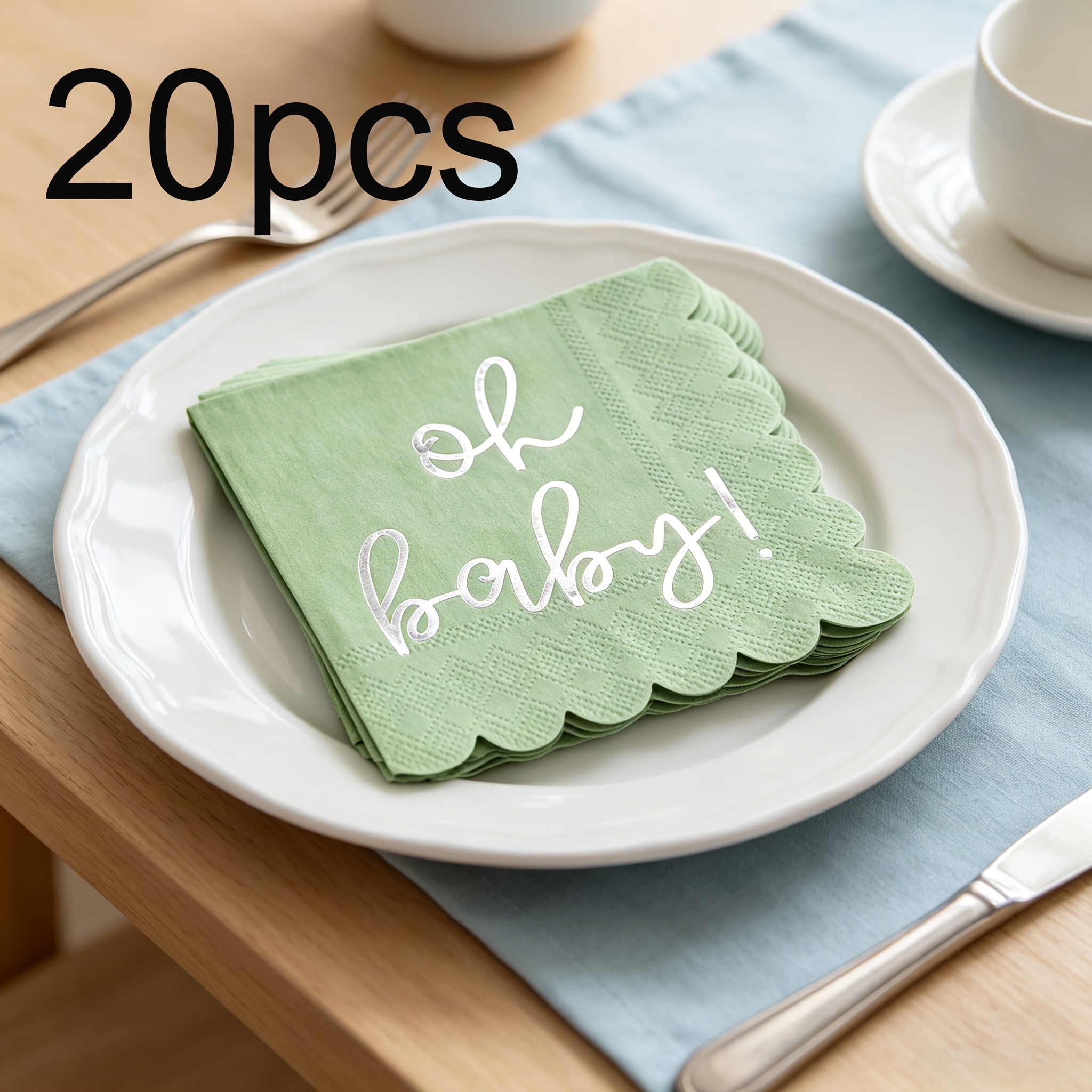 TEMU Baby Shower Party Napkins -20pcs Disposable Paper Lunch Napkins With Foil 5 Inches X 5 Inches, Suitable For Gender Neutral Baby Shower Parties