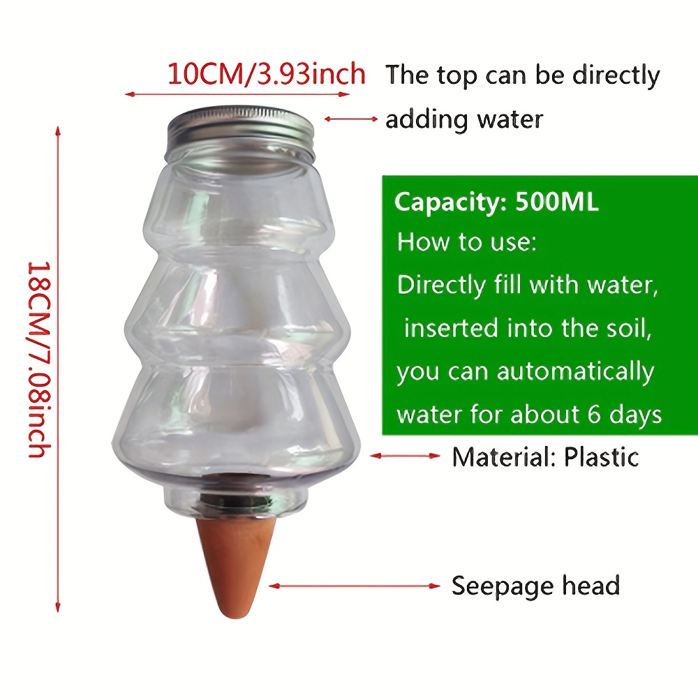 Christmas Tree-shaped Self-watering Spike For Indoor Plants - 500ml, Automatic Drip Irrigation System, Transparent, , Pots Hydrated For Days