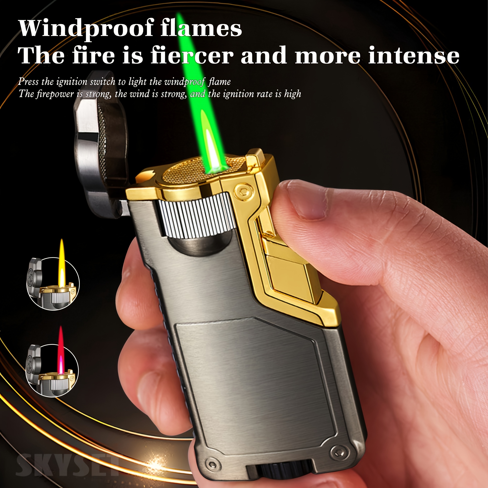 TEMU Butane Lighter, Flame Switch Lighter, Windproof Lighter, Direct Lighter, Inflatable Lighter, Cool Lighter, Metal Material, Free To Adjust The