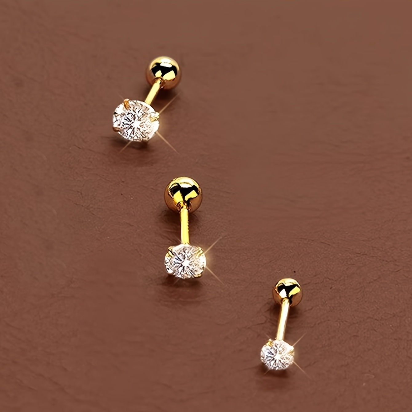 Retro Stainless Steel Ear Stud Set with Zirconia Inlay