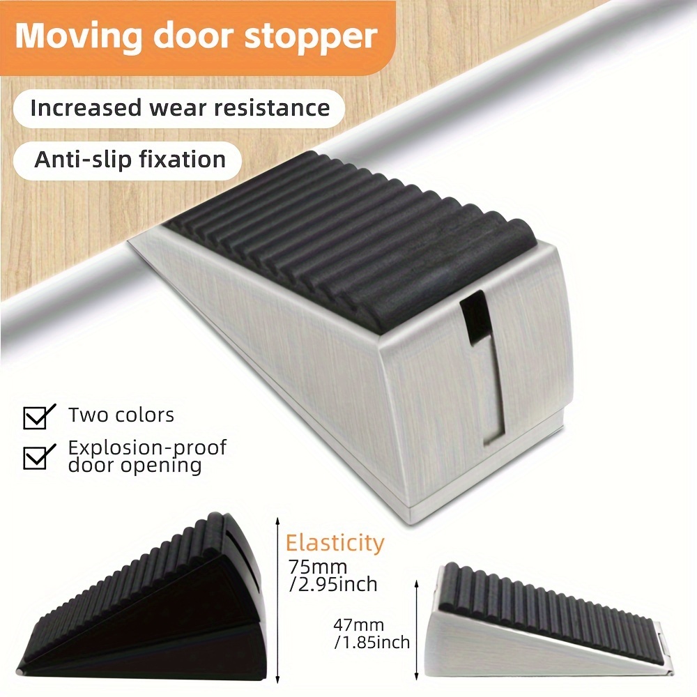 

1pc, Premium Heavy Duty Door Stopper - Up To 2.9 In (75mm) Height, Zinc Alloy & Silicone Construction - Perfect For Heavy Doors & Smooth Floors.
