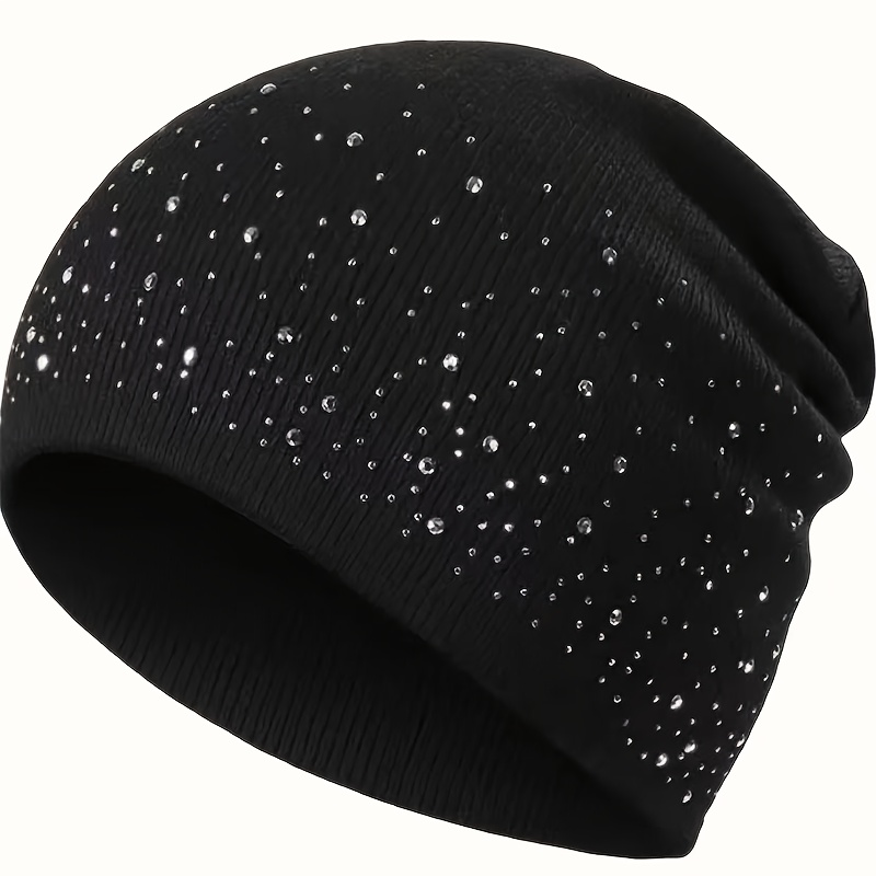 E-shop Festival-Glitzermütze mit zufälligen Strasssteinen – Leichte, atmungsaktive Beanie für Burning Man Musikkonzert-Party-Outfits – Unisex