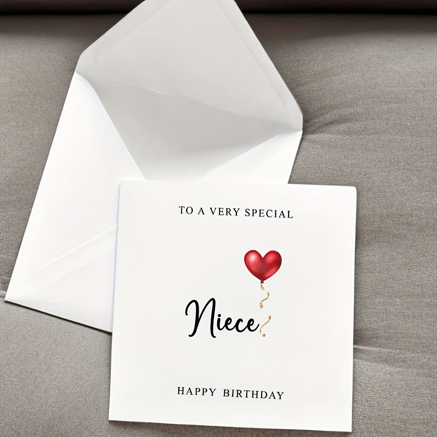 

Greeting Card For Niece With Red Heart , Includes Envelope - Birthday Card For Any Recipient