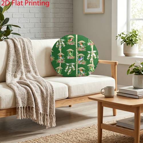 parrot pattern round throw pillow 2d flat printing tropical animal design including pillow core zipper closure perfect for sofa bedroom living room patio lounge z0724cmbzy69 1 2d flat