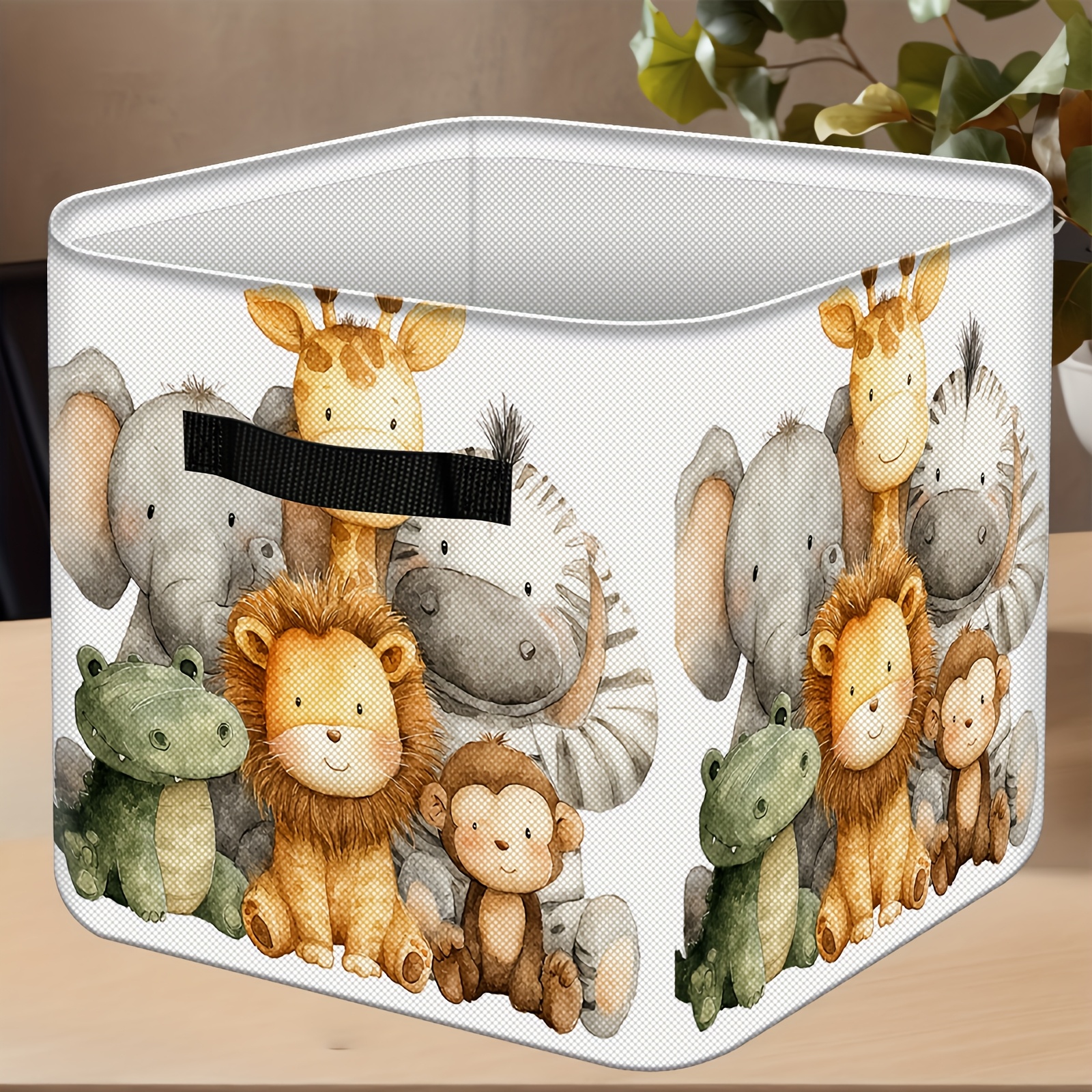Jungle Animal Pattern Foldable Storage Box, Sturdy Collapsible Basket