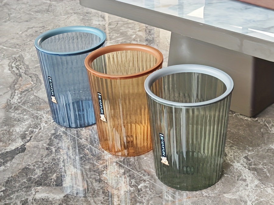 1pc large capacity good looking trash can simple pleated creative trash can plastic waste paper bucket garbage bin for bathroom living room bedroom and   use without Product details 2