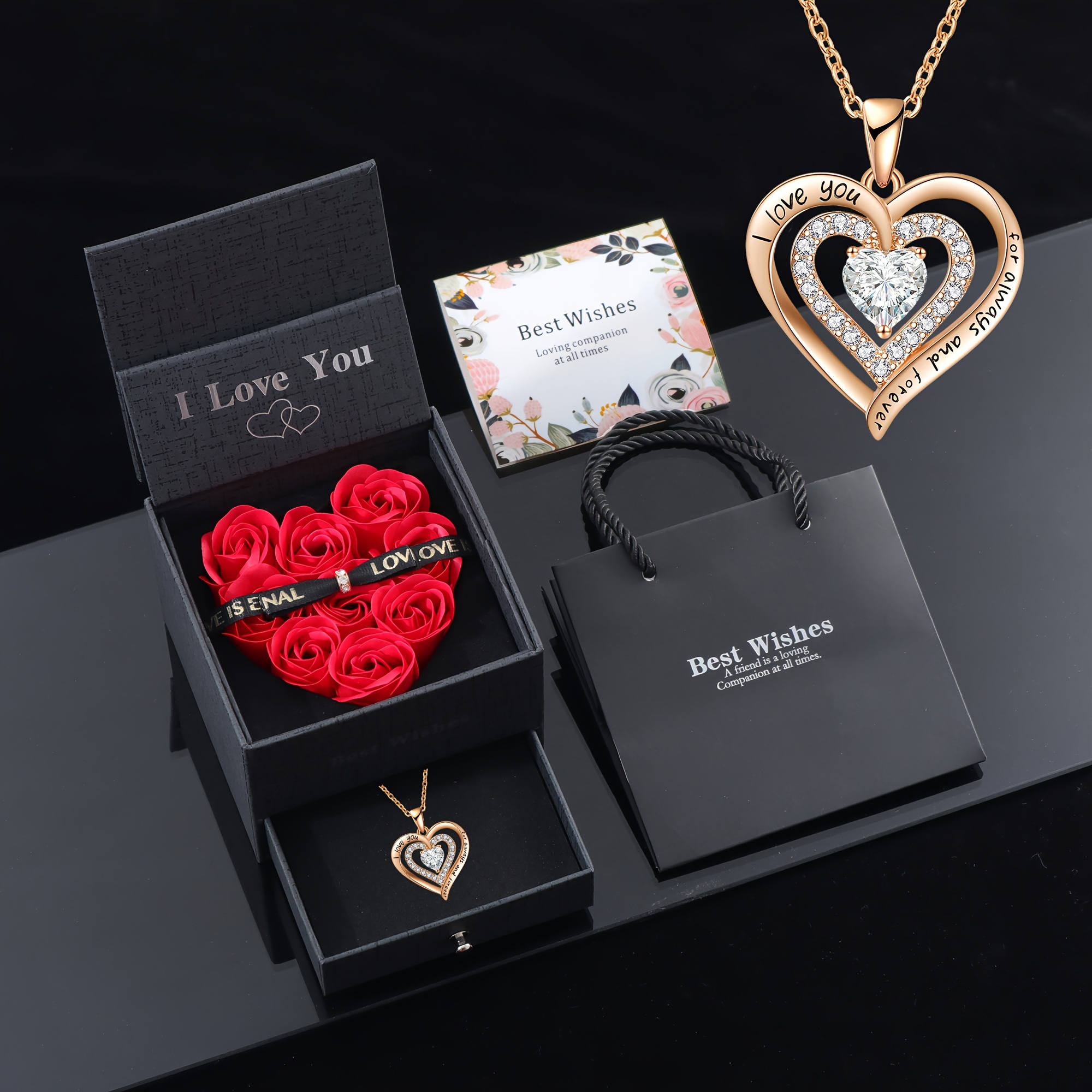 

Halloween Set - -shaped Box "i You" Pendant Necklace, No Battery, No Needed - For Girlfriend, , Mom,