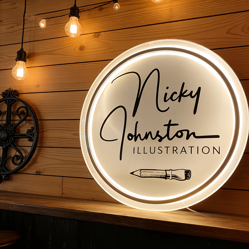 Round Personalized Neon Sign with LED Light, Custom Gift
