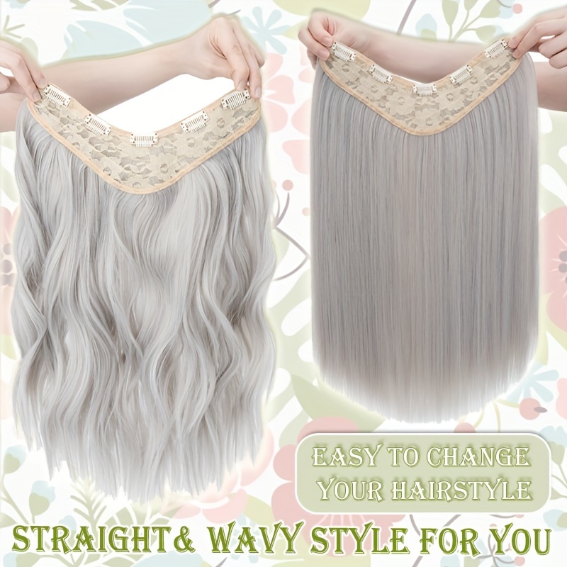 18inch 45cm u shaped   clip in hair extensions with 5 clips x thicker 3 4   synthetic long straight hairpiece soft v shape hairpieces add hair volume for women holiday cosplay party gift daily details 7