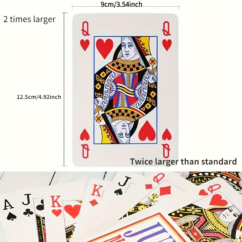Thick and Durable Large-sized Playing Cards, Double the Size with High-definition Printing, Easy to Read for the Elderly with Poor Vision, Slip-resistant and Moisture-proof, Perfect for Party Games and Family Entertainment