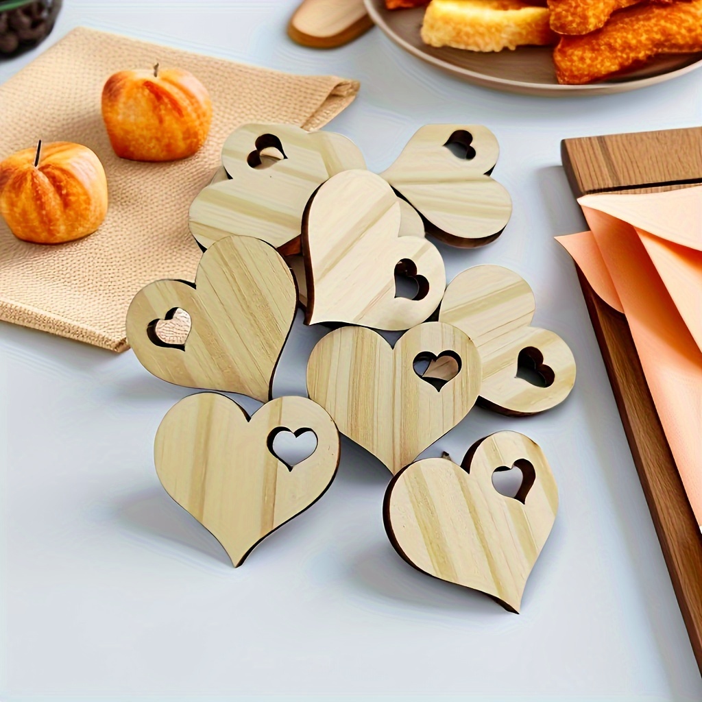 

50pcs Rustic Wooden Love Heart, Love Heart Shaped Wooden Ornaments, Perfect Diy Wedding Decoration!