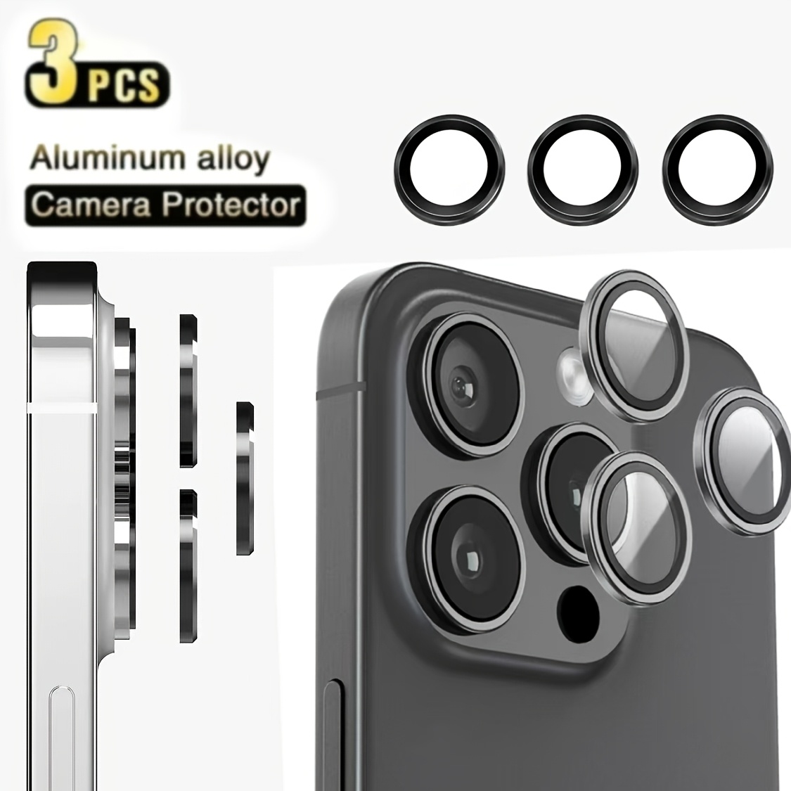 

3-pack Glass Camera Lens Protector For Iphone 11/12/13/14/15/16 Series, With Individual Covers For Pro Max, Mini, Plus Models