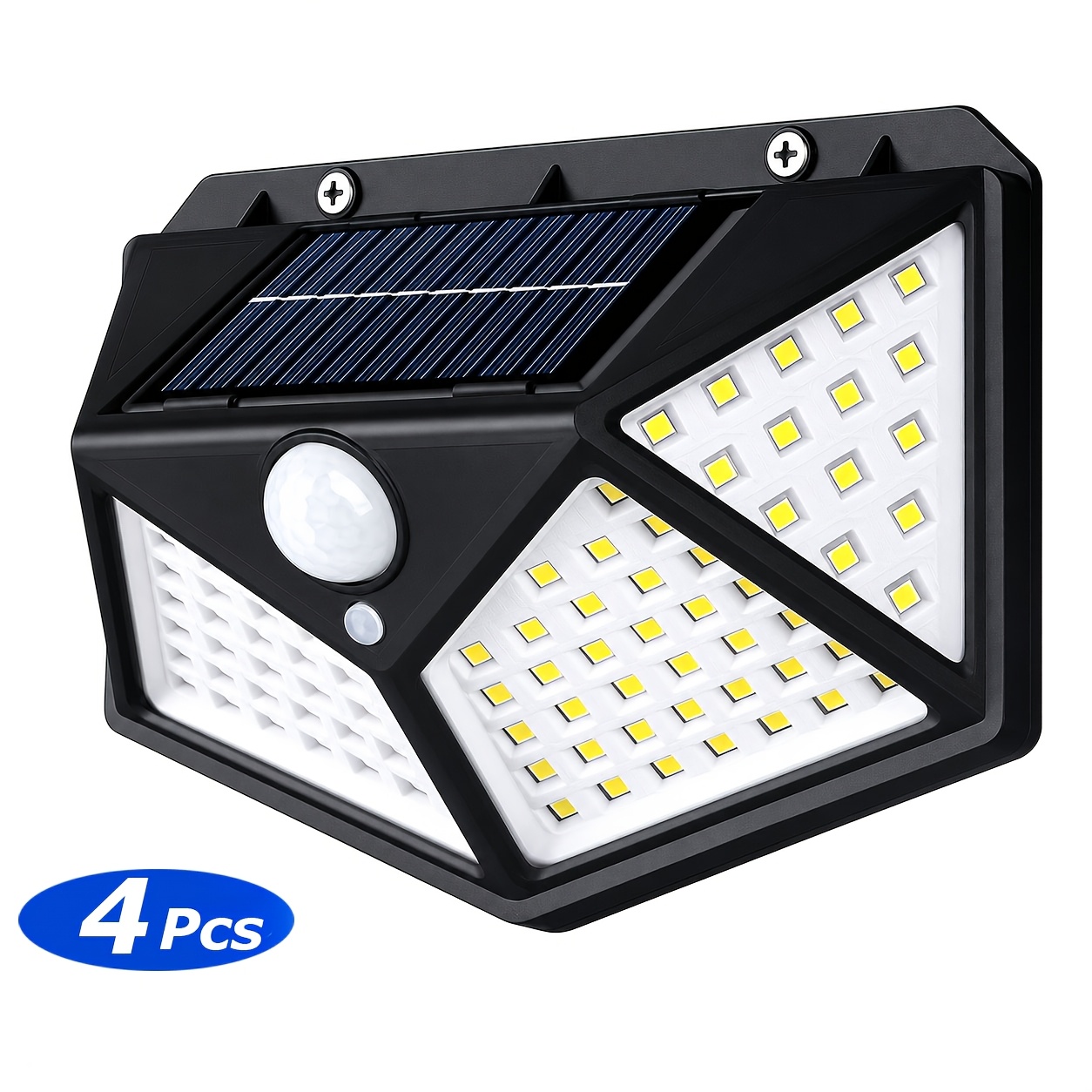 2/4/8pcs Of 100led Induction Light, Solar Charging, Outdoor, Intelligent Light Induction, Automatic Brightness Adjustment, Courtyard Wall Light On All Sides Of Body Induction Wall Lamp Outdoor Light
