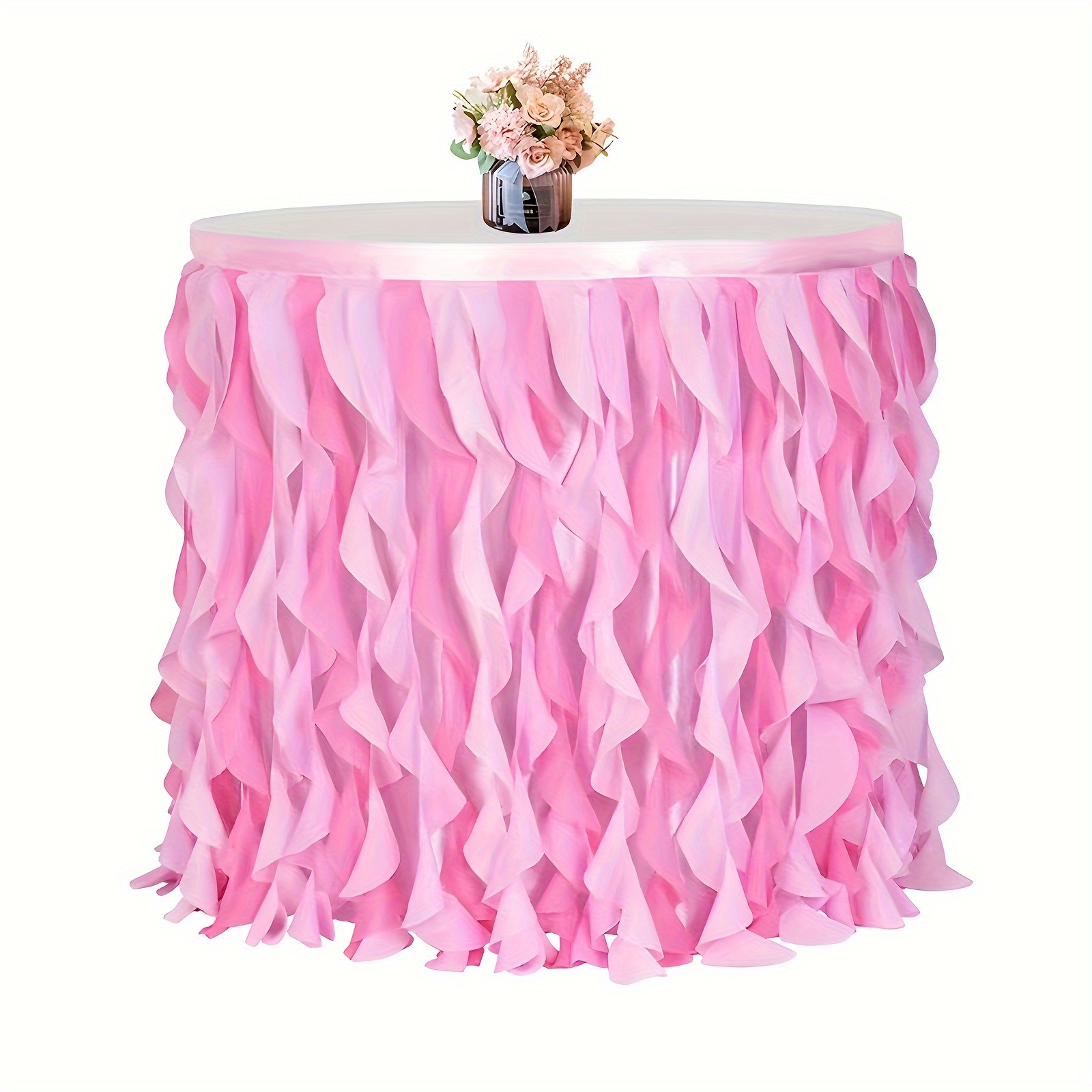 Jupe De Table En Tulle Bleu HBBMAGIC 2,75m Avec Guirlande Lumineuse | Pour Mariage, Anniversaire, Baptême | Velcro Inclus