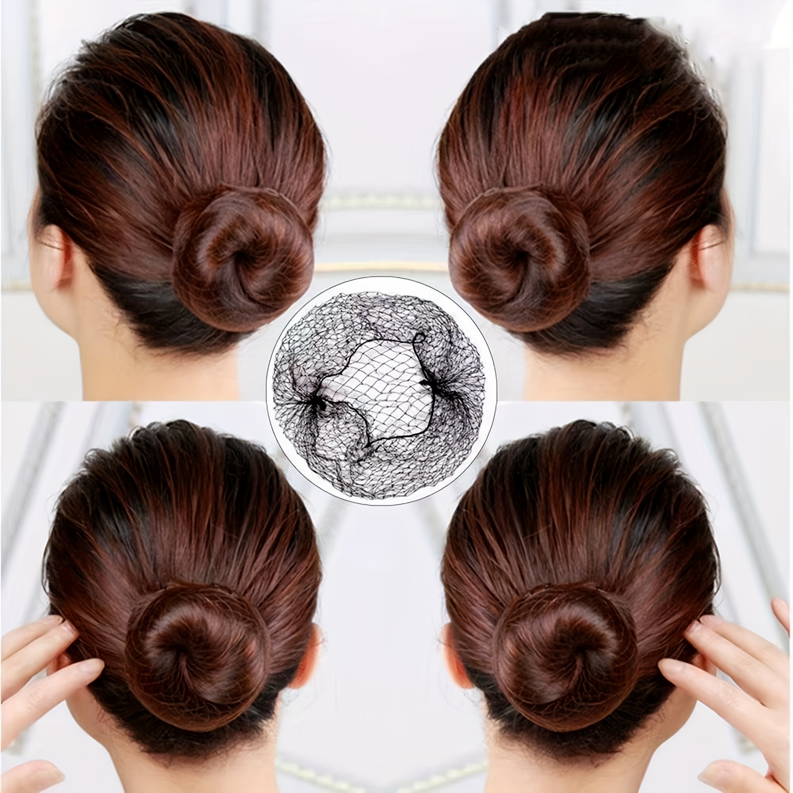 Lot de 10 filets élastiques invisibles noirs pour chignons - Attaches à cheveux en maille extensible et respirante pour femmes et hommes, idéales pour les coiffures et les chignons, accessoire capillaire polyvalent, design en maille élégant, filet élastique flexible