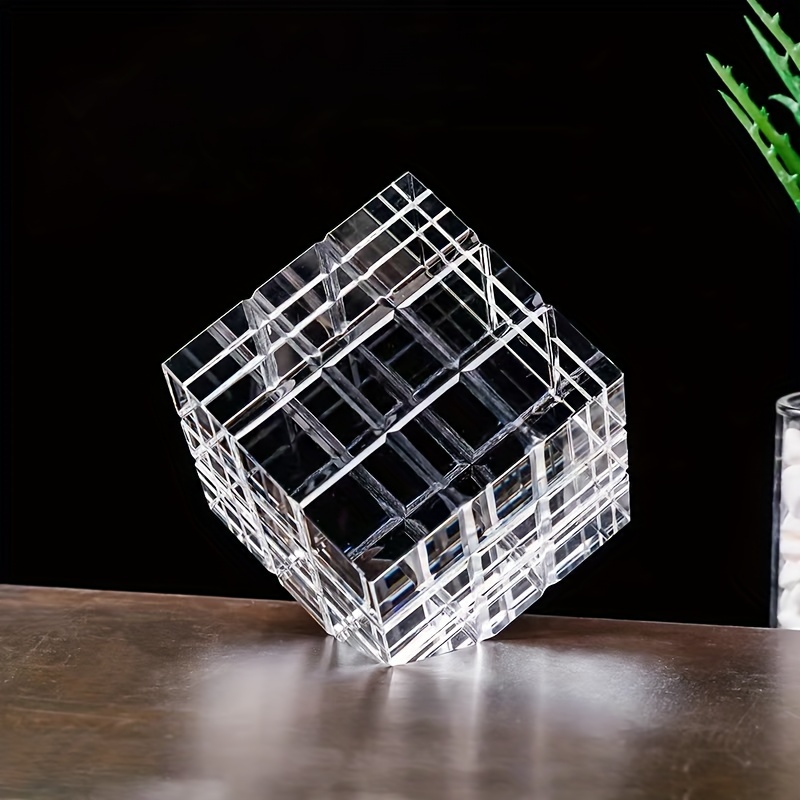 1pc Artificial Hand-carved Line Modern Cube Decoration Ornament Soft Decoration Additions Christmas Gift