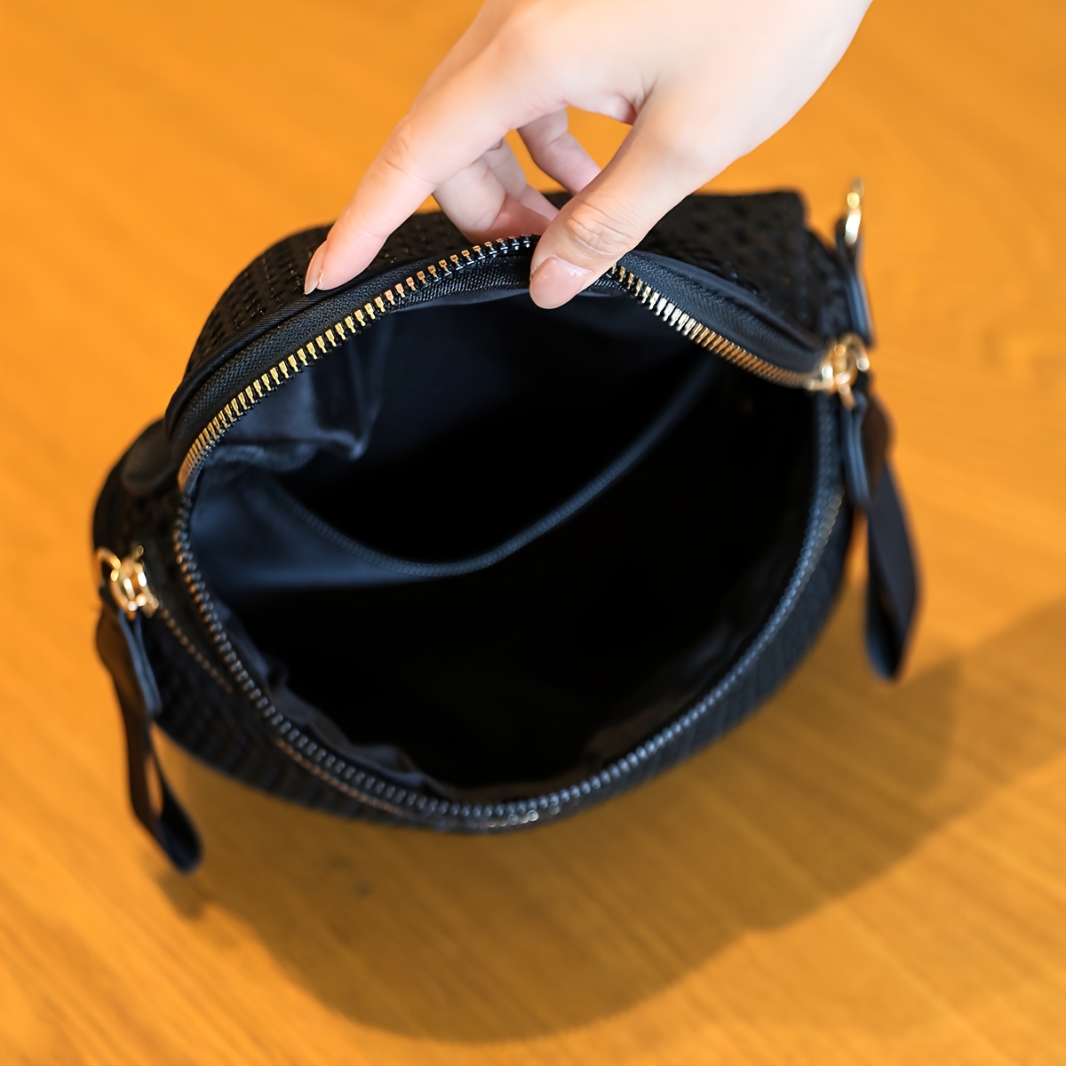Black Mesh Crossbody Bag Details
