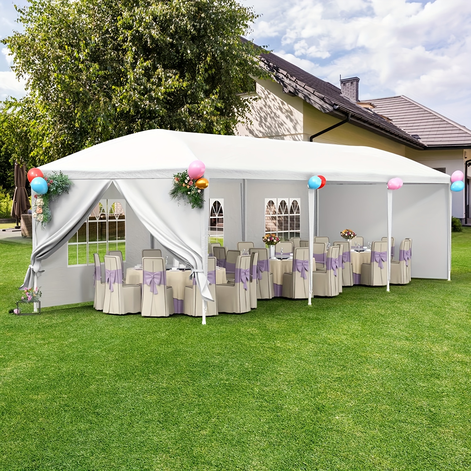 

10'x30' Outdoor Garden Gazebo, Wedding Party Tent With 5 Removable