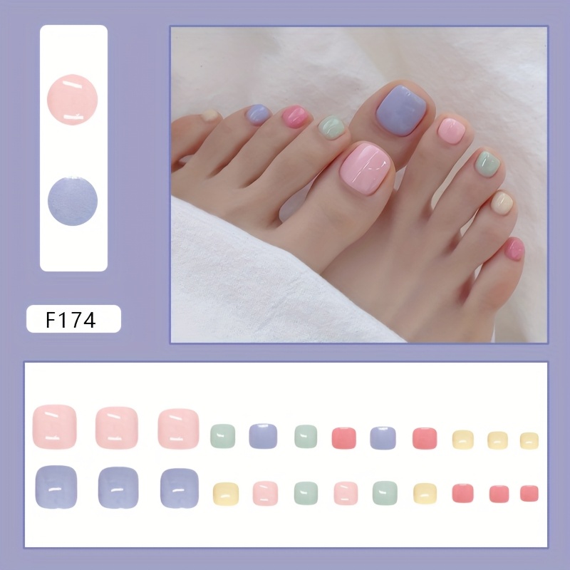 Rainbow Ombre Cute Dopamine Girly Aesthetic Toe Nail Finished Removable