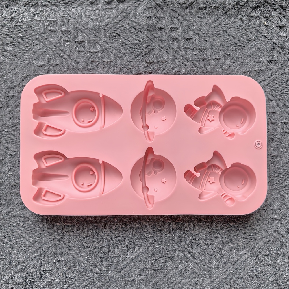 1/2/3pcs Theme Soap Silicone Mold 6 Cavities 3d Astronaut Rocket Earth Mold Tray Diy Candle Decoration Tool For Clay Mold