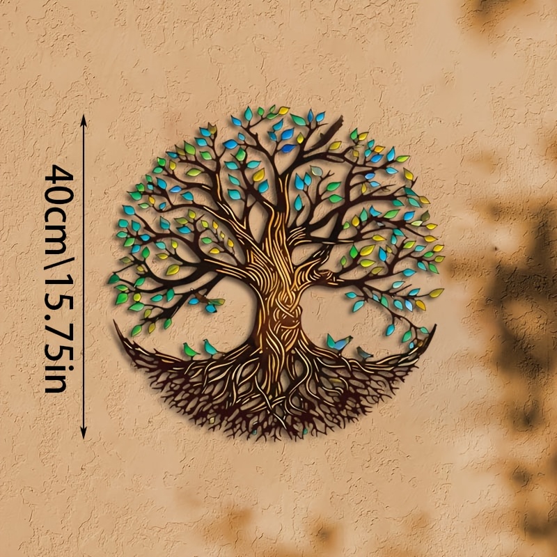 Image of 1pc, Tree Of Life Metal Wall Sculpture, 15.75*15.75 Inches, Home Patio Balcony Decoration, Housewarming/newlywed/ Day/christmas Decoration Gift