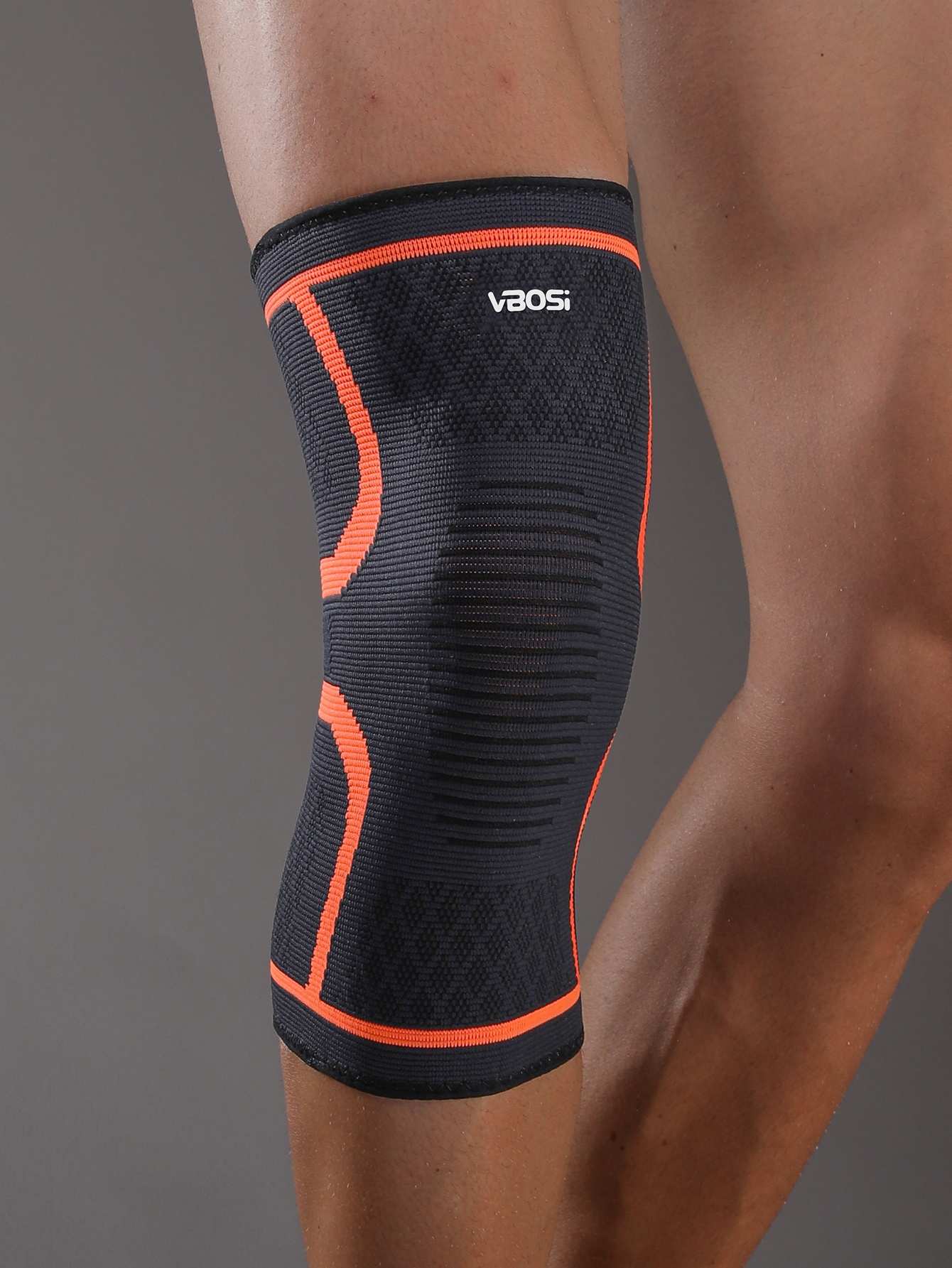 Breathable Compression Knee Support Sleeve with Elastic Compression Fit, Multi-Color (Orange/Green/Black) for Sports
