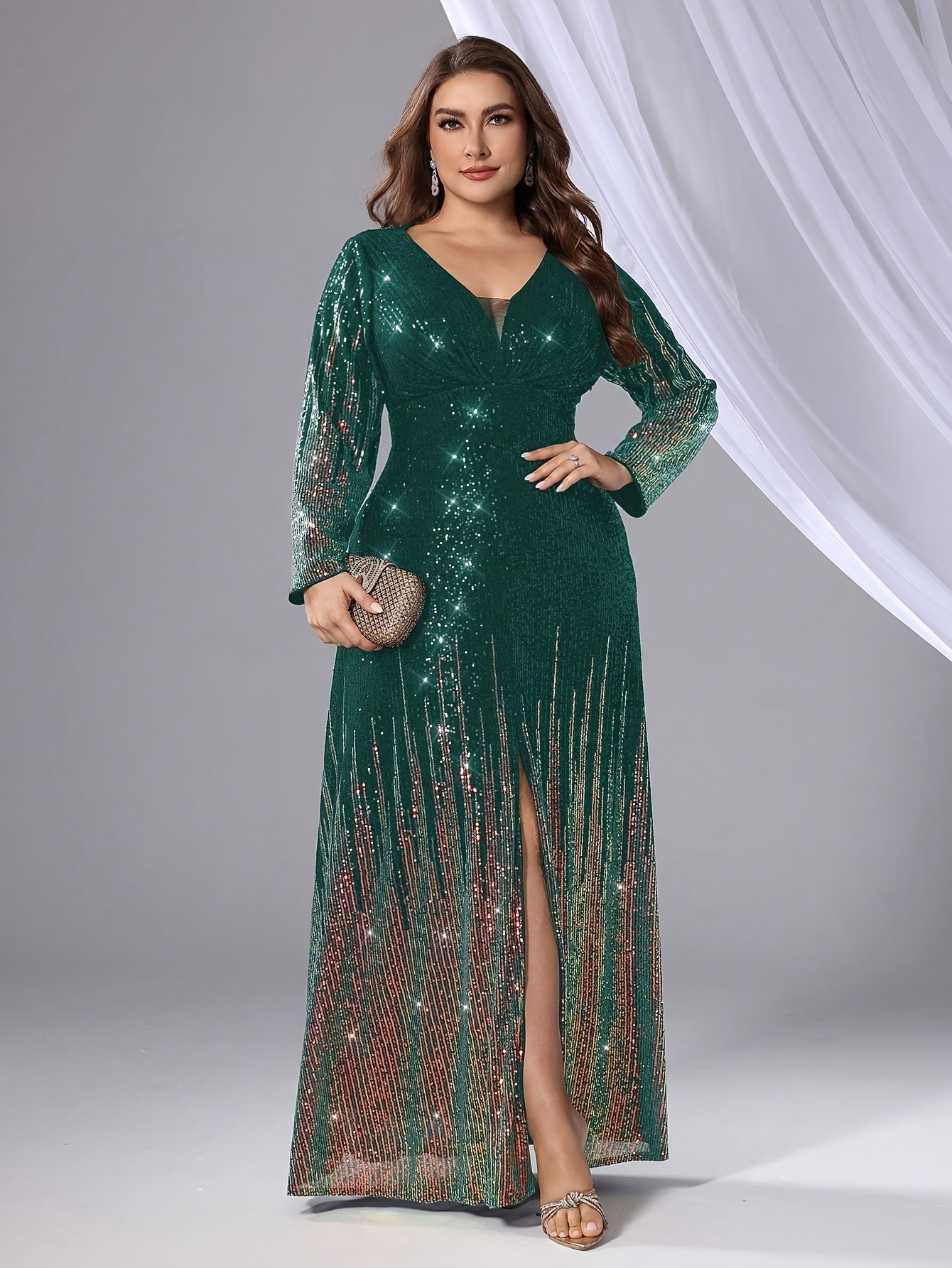 evening dress with sequins Silver Off-Shoulder Long Sequin Formal Dress -PromGirl Silver / 6