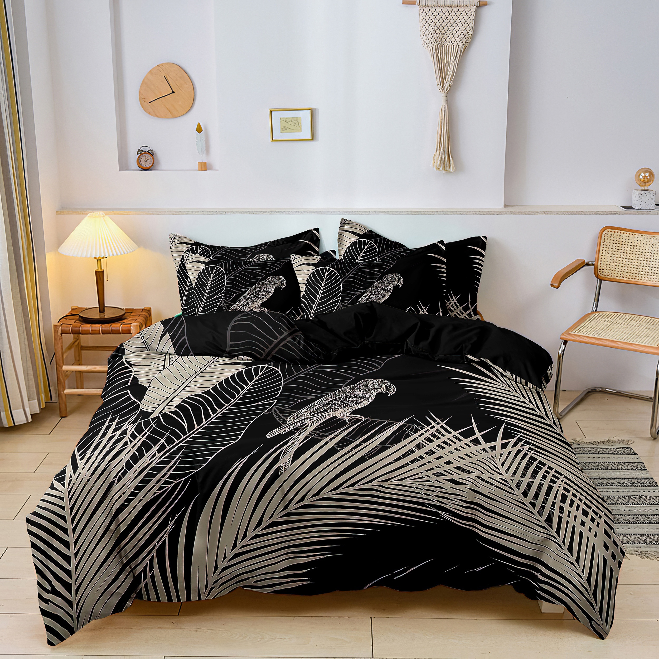 

100% Bed Linen 135x200cm 2-piece Sheets With Plant Bed Linen Microfiber Bed Cover With Zipper Pillowcase 80x80cm