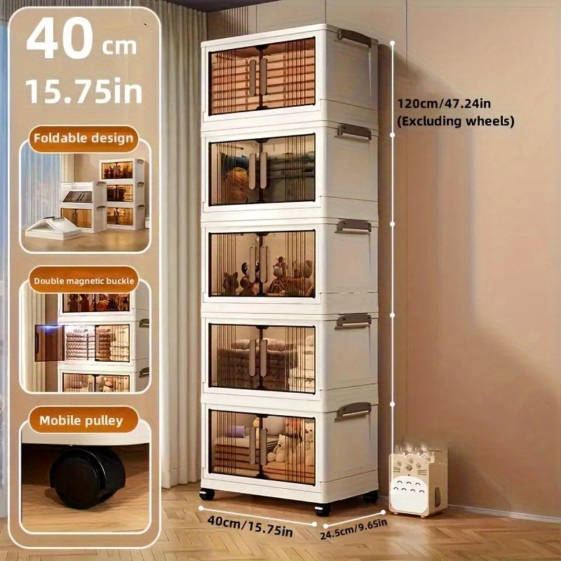 TEMU Stackable Storage Bins On Wheels, Collapsible Trash Can, And Storage Bins For Living Room Closets Suitable For Home Offices.