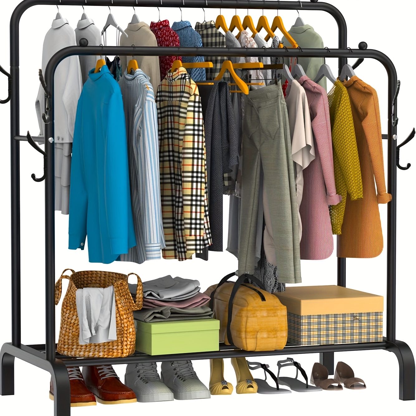 110cm heavy duty load bearing metal garment rack freestanding clothes stand with     saving and stable design ideal for coats shirts sweaters and daily clothing suitable for bedroom   and laundry room