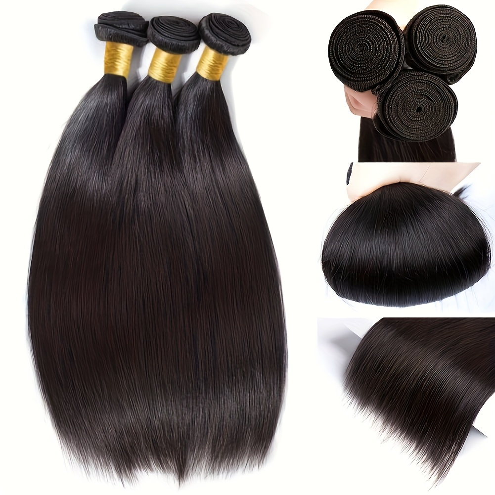 изображение предмета 3 пучка/пакет прямых человеческих волос, прямые бразильские девичьи человеческие волосы для женщин и девочек, 60 грамм/пучок