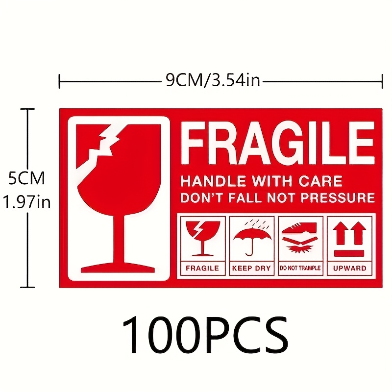 Image of 50/100pcs Fragile Labels High Visibility Shipping Stickers And Strong Adhesive And Courier Use Shipping Fragile Stickers