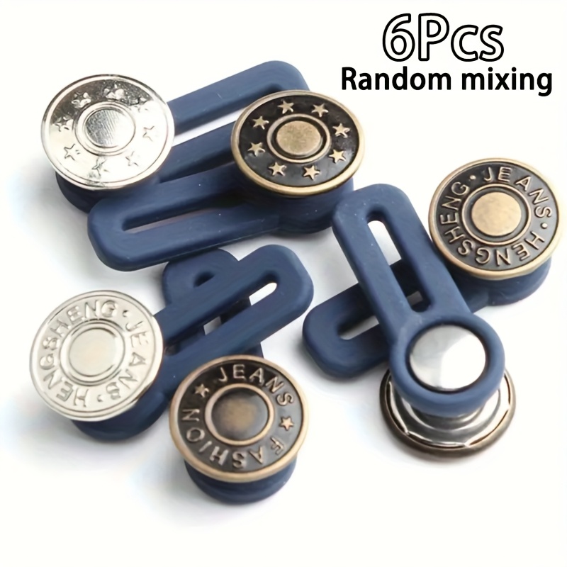 6/15/24pcs Random Mixing Waistband Extenders With Metal Button, Adjustable Waist Stretch For Pants, Ideal Gift