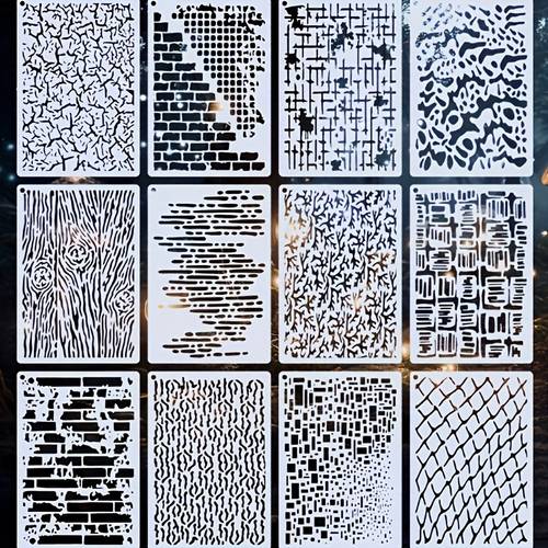 12pcs modern geometric background pattern 4 33x6 3 inch painting template illustration mural frame hand drawn artistic creation material leakage template for tattoos and body painting