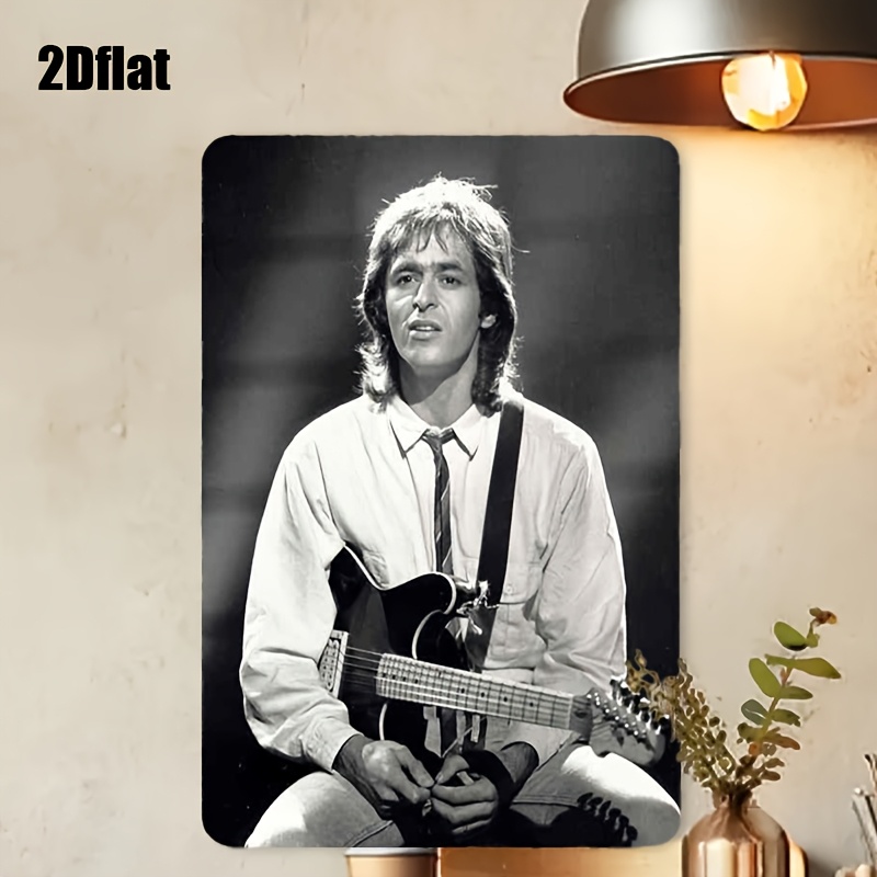 TEMU Panneau Métal Vintage Jean Jacques Goldman 2D Plat, 1pc - 20.32X30.48 Mural Rétro avec Guitare & Microphone, Décoration Métallique Robuste pour