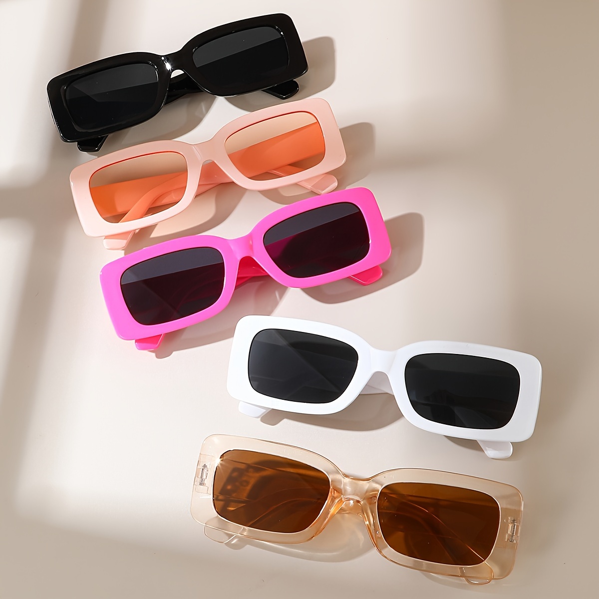 

5pcs Retro Square Fashion Glasses For - Classic Fashion Shades, Beach Travel & Clubbing