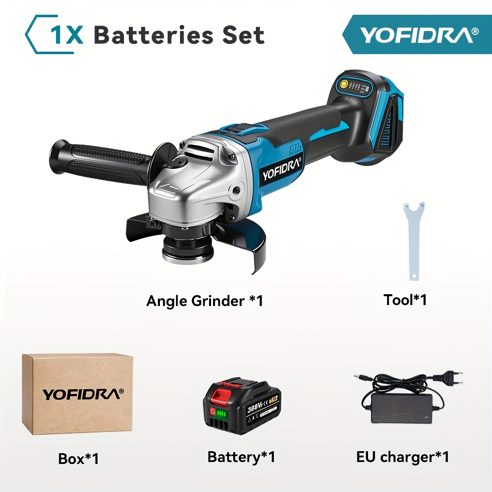 2000W Borstelloze Elektrische Haakse Slijper, 125mm Metalen Hout Slijpen en Polijsten Elektrisch Gereedschap Set