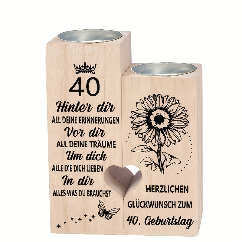Image of 40th Birthday Woman For Man, Candle Holder, 40th Birthday Decorative Gift Ideas, Birthday Gift For Father, Mom, Wife, Sister, Girlfriend, Home Decor, (candle Not Included)