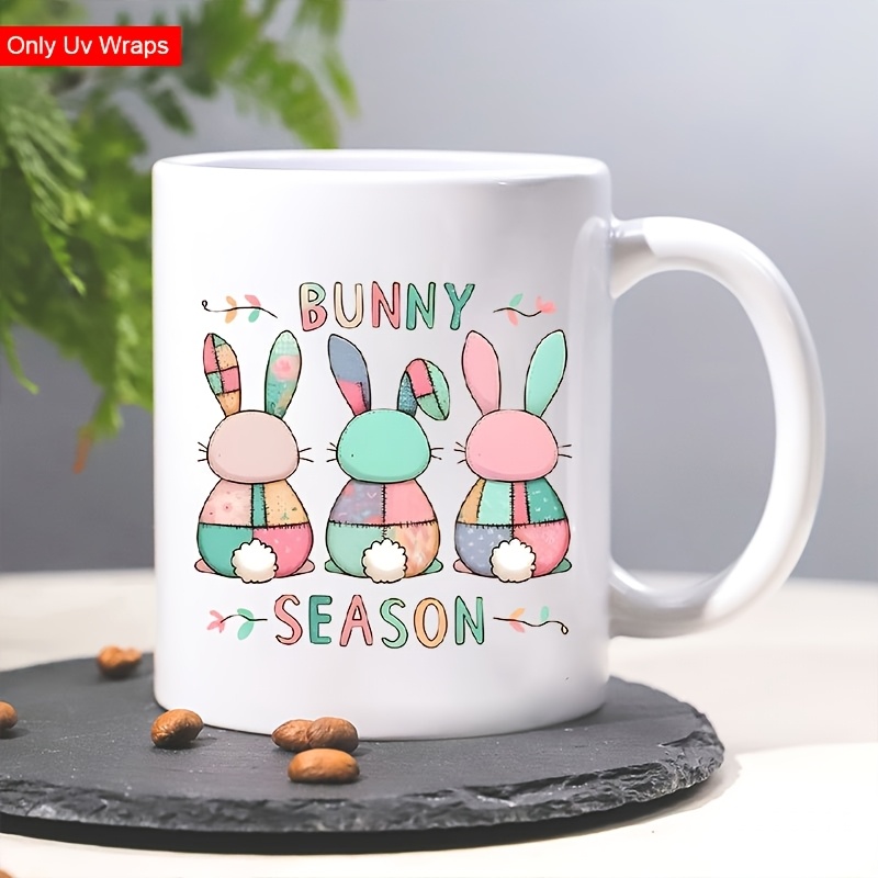 

4pcs Bunny Season Cartoon Rabbit Pattern Uv Dtf Mug Stickers, Waterproof Polyester Self-adhesive Decals For Glass, Bottles, Crafts, Diy Art Supplies - Shimmery Crystal , Single Use