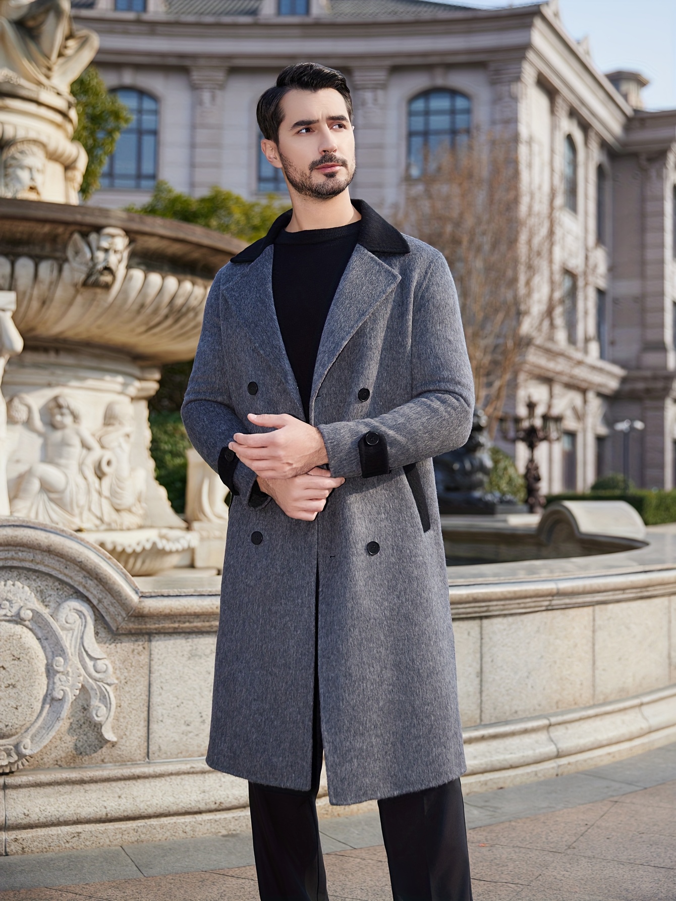 Gray Trench Mens Grey Winter Coat Men's Grey Tweed Overcoat: Long