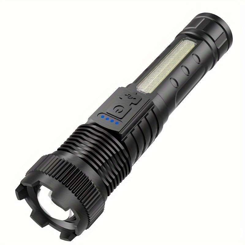 TEMU 1pc Multifunctional Outdoor Flashlight, Telescopic Zoom Handheld Flashlight, Rechargeable Camping Light, Suitable For Travel Camping, Hiking,
