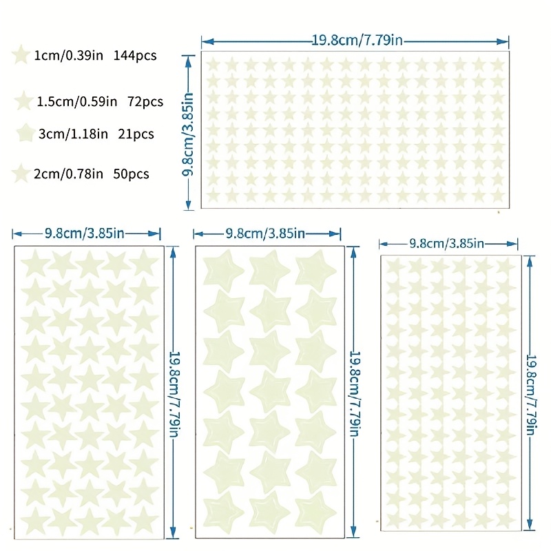 Image of 287pcs Small -the- Constellation Stickers For Room Decoration, Self-adhesive Ceiling Wall Stars - Night Sky Decorative Lights In The Dark, Bedding Star Decals With Sizes Of Round Dot Ornaments