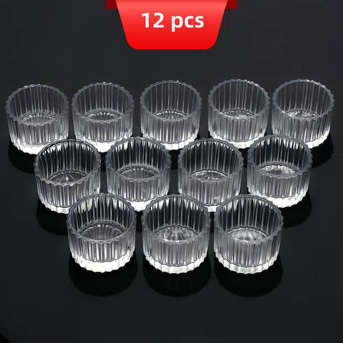 12pcs polished glass candle holders transparent striped tea light candlesticks for tabletop decor romantic centerpiece for christmas valentines day memorial graduation celebrations candle holder decor