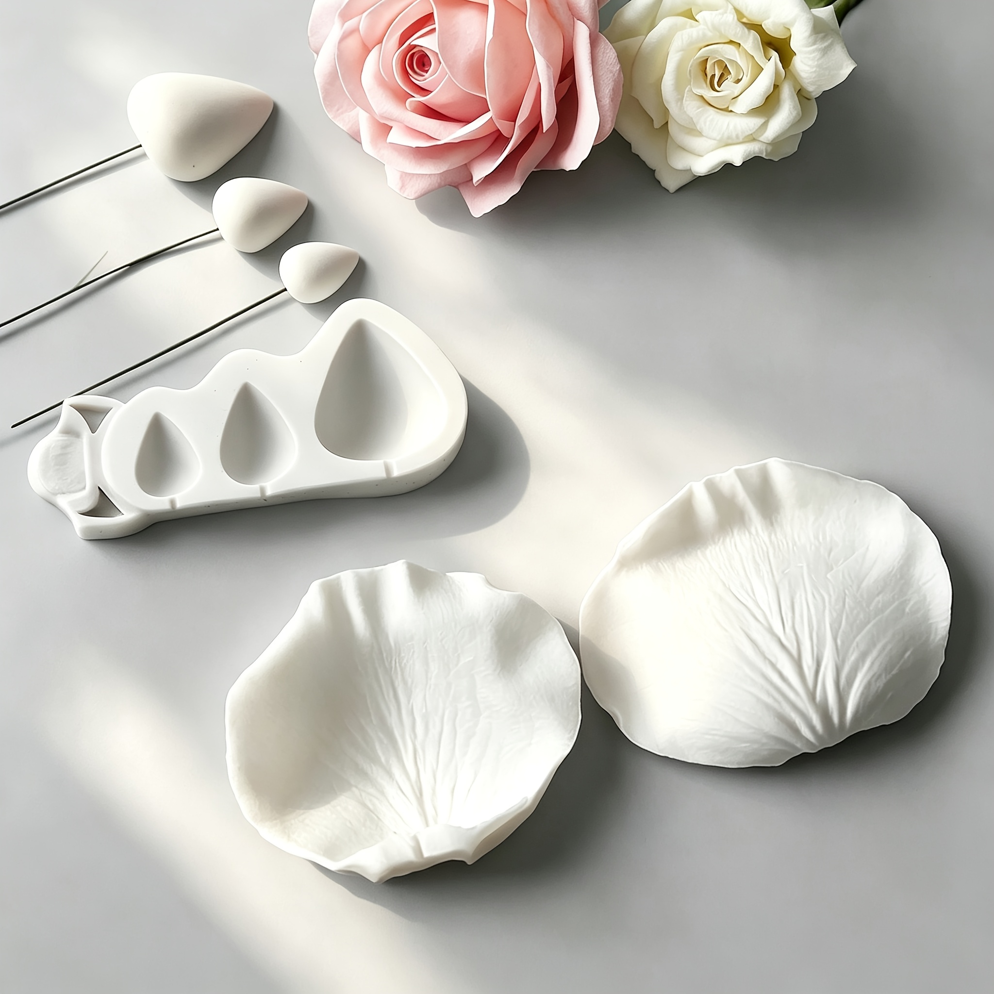 TEMU 3pcs Rose Petal Peony Petal Flower Bud Silicone Mold Set, Handmade Cake Decoration Molds, Molds, Baking Tools, Reusable Home Birthday Party