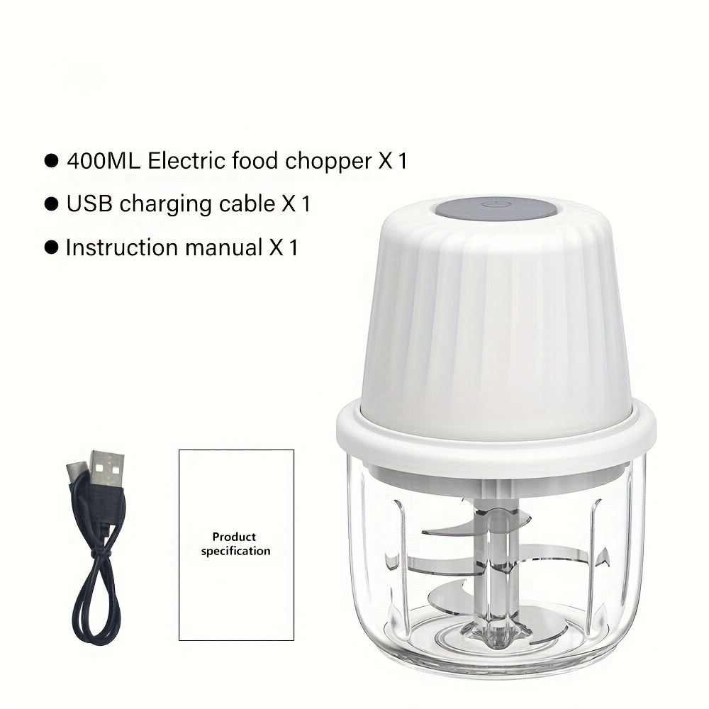   400ml mini electric food chopper with 6   blades portable usb rechargeable garlic cutter vegetable chopper multi   and meat grinder for chopping onions peppers celery ginger carrots kitchen essential tool vegetable chopper modern kitchen tool durable plastic Product details 13