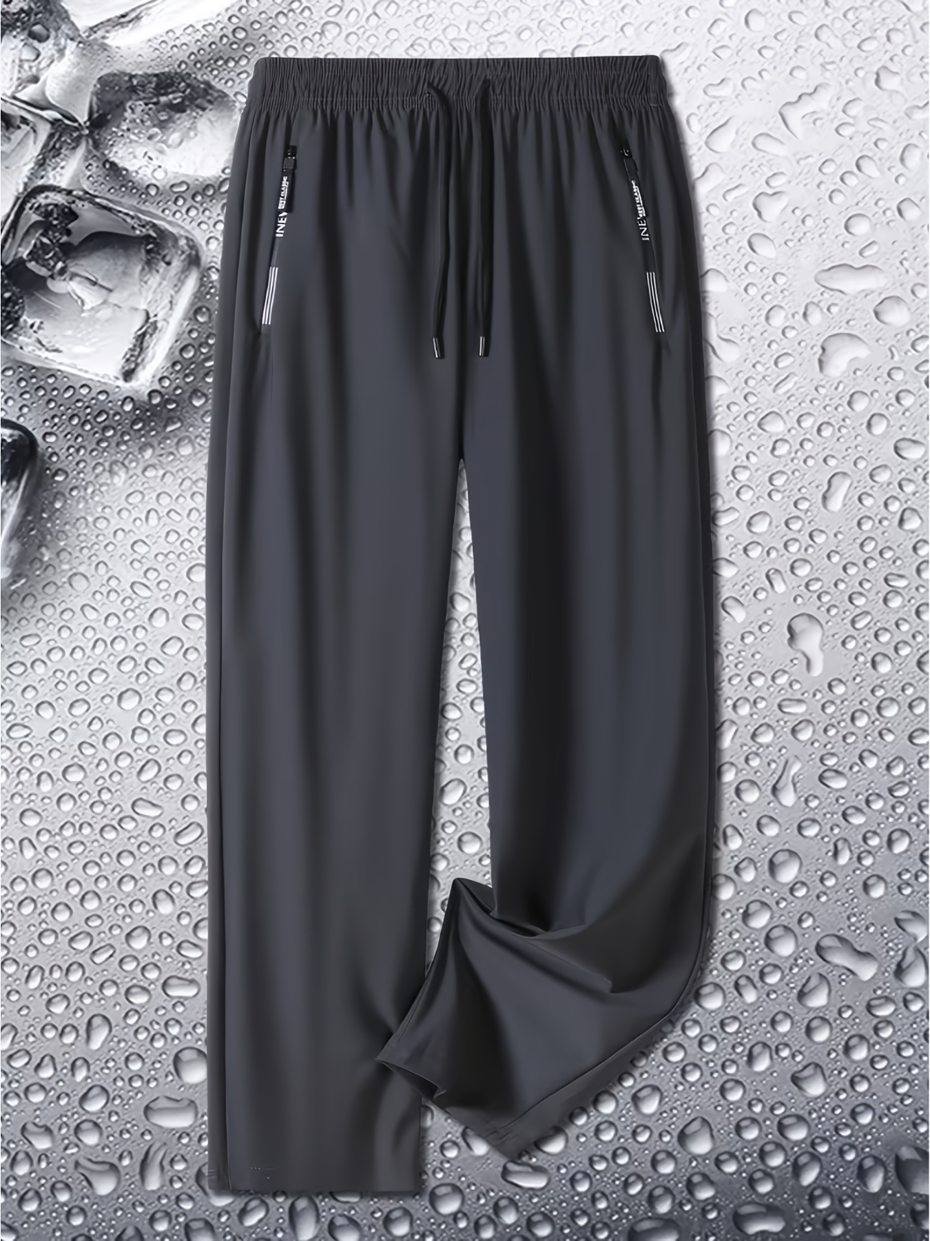 mens fashion casual sports pants comfortable soft fabric double side letter zipper pockets elastic drawstring waist     casual and sportswear essential for outdoor jogging ideal for dates