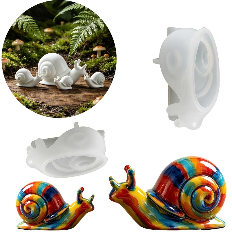 TEMU Resin Silicone Molds, 2pcs Set, Snail Plaster Ornament Outdoor Mold, Spring- Silicone Molds, Suitable For Home And Garden Spring-summer
