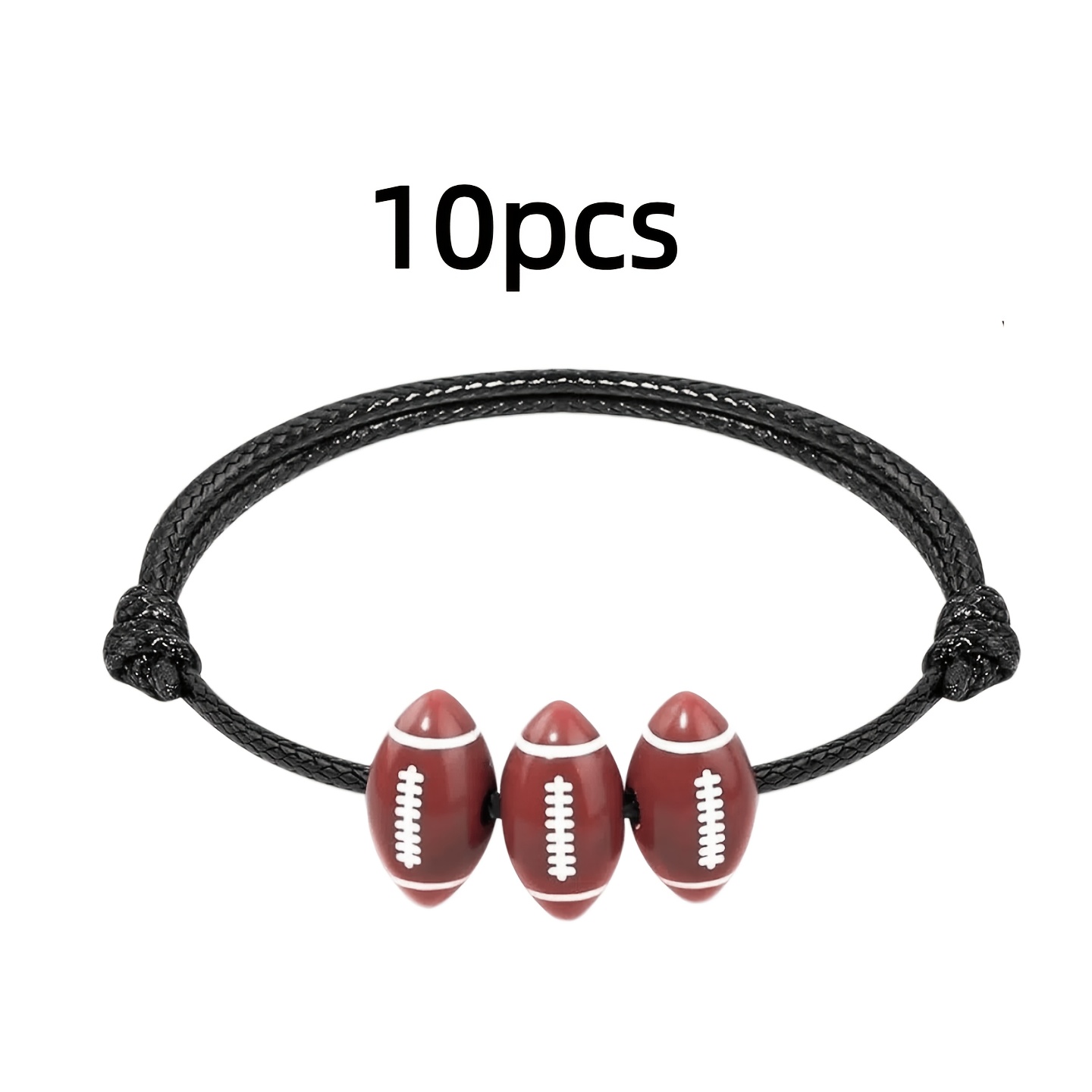 TEMU 10pcs Sports Party Gift Bracelets, Adjustable Inspirational Wristbands For , Soccer, Basketball, Baseball, Volleyball, And Beaded Bracelets,