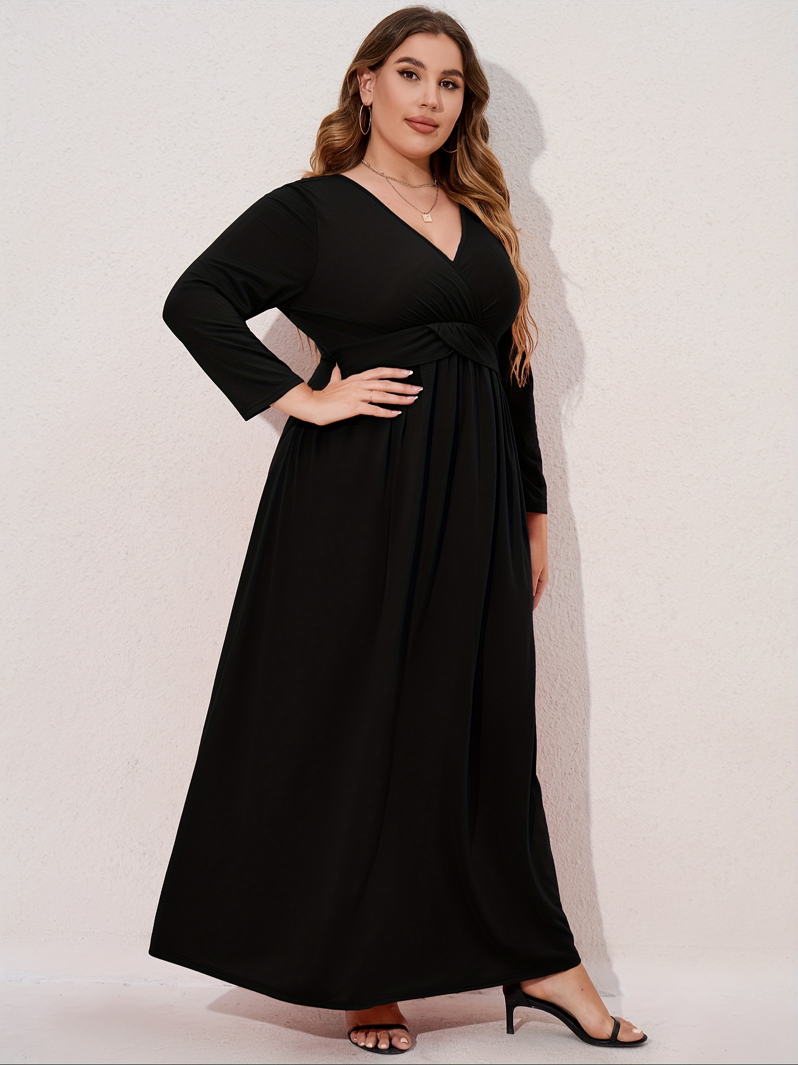 green emerald velvet dress Lucyinlove Plus Size Luxury Chiffon Long Sleeve Evening Dresses Women main image 0
