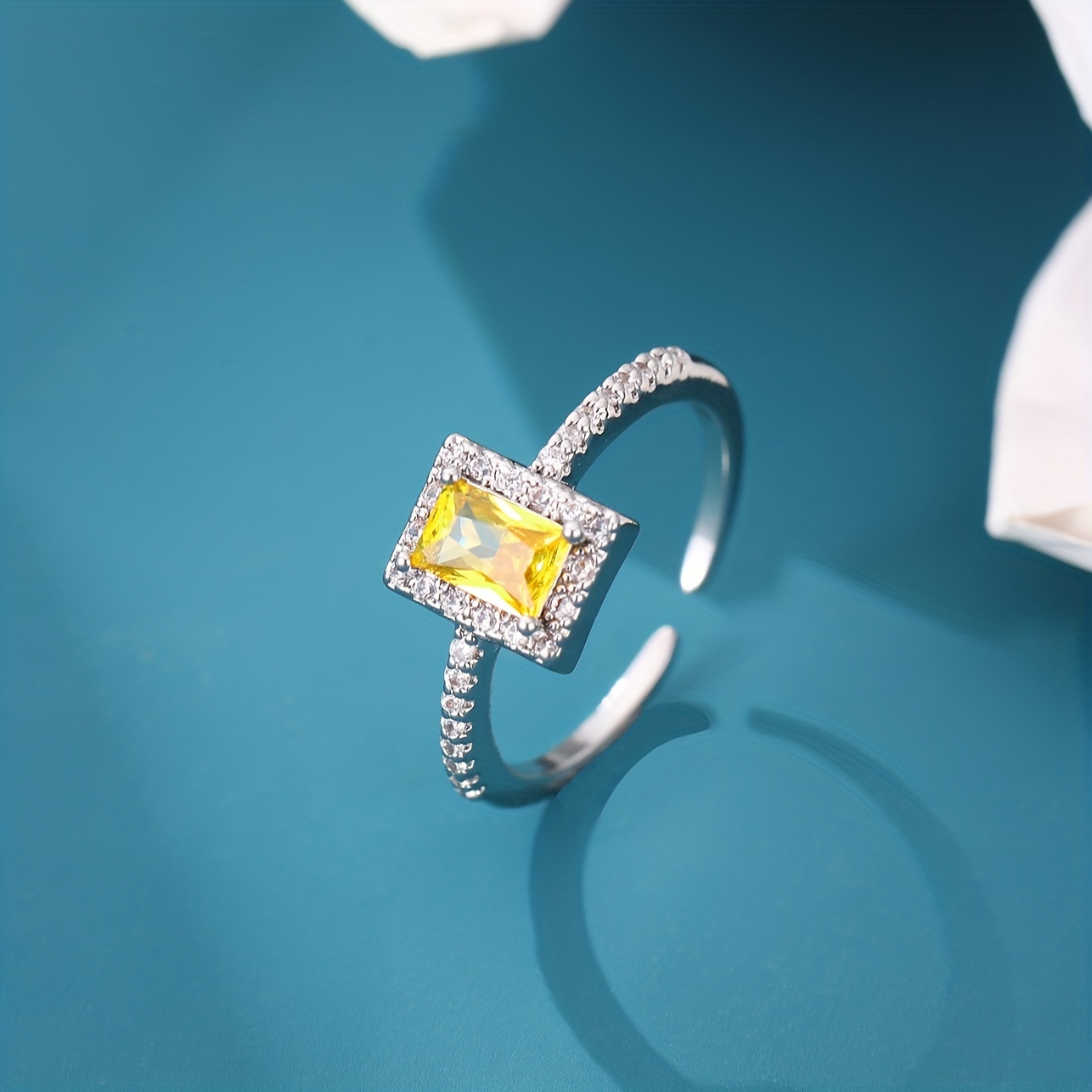 Nooxian Adjustable Copper Ring with Gemstone & CZ Accent